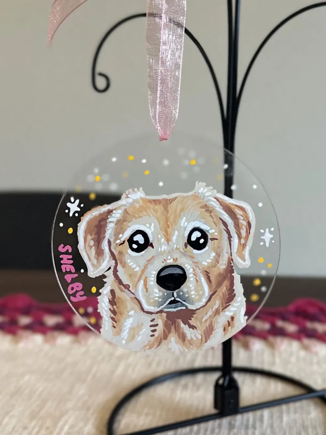 Custom Hand Painted Pet Portrait Acrylic Ornament