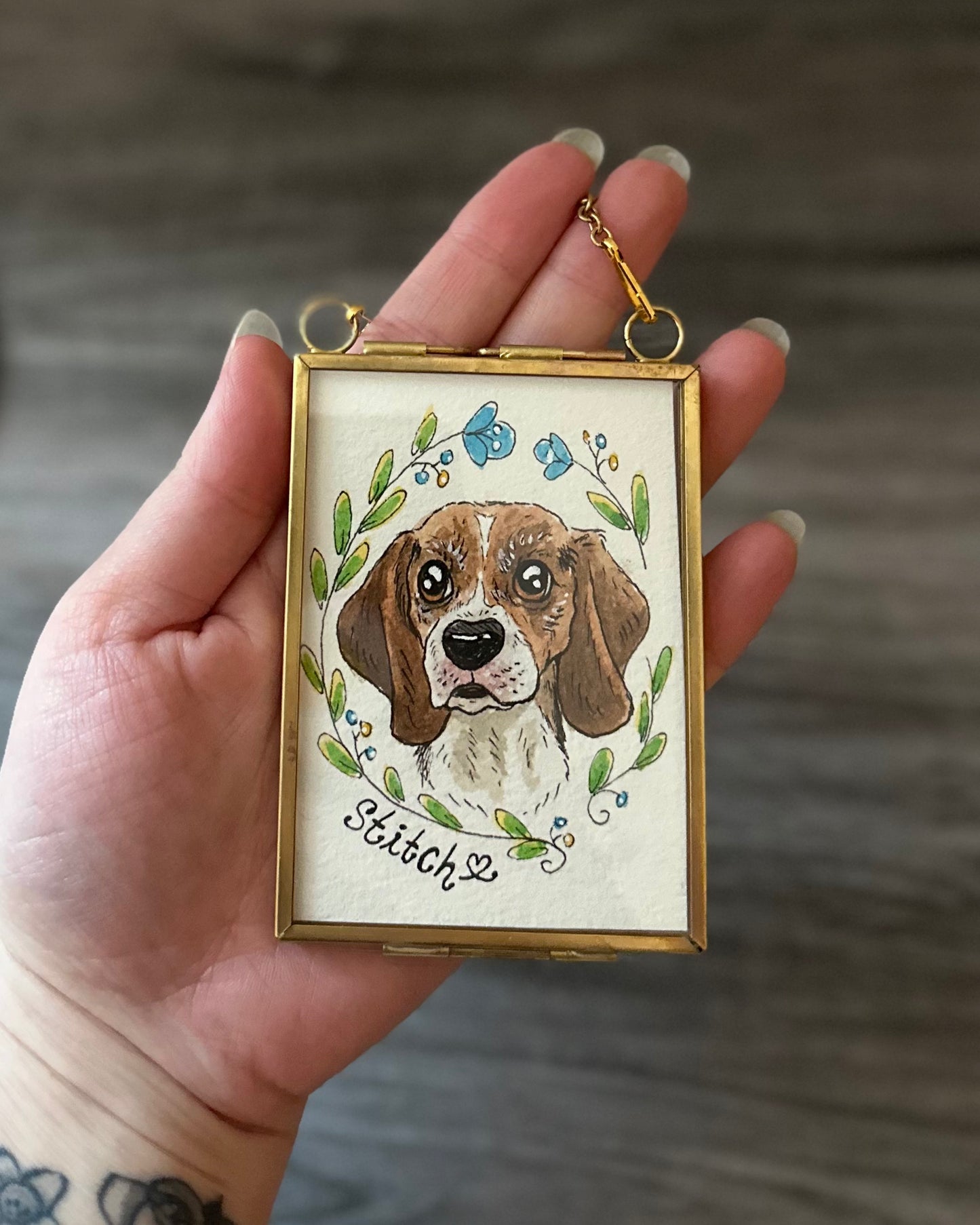 Custom Hand Painted Pet Portrait Watercolor Ornament