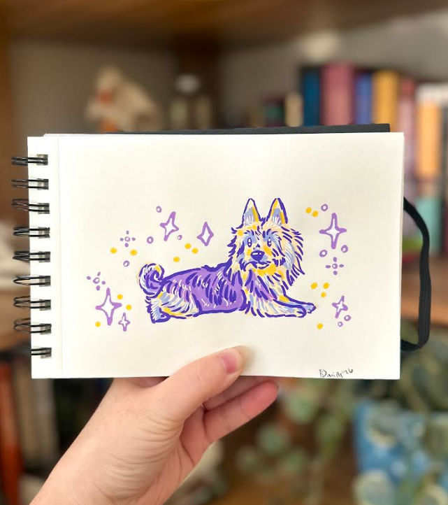 Stylized Colorful Pet Portrait Illustration