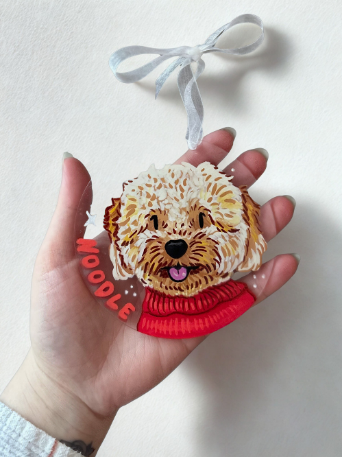 Custom Hand Painted Pet Portrait Acrylic Ornament
