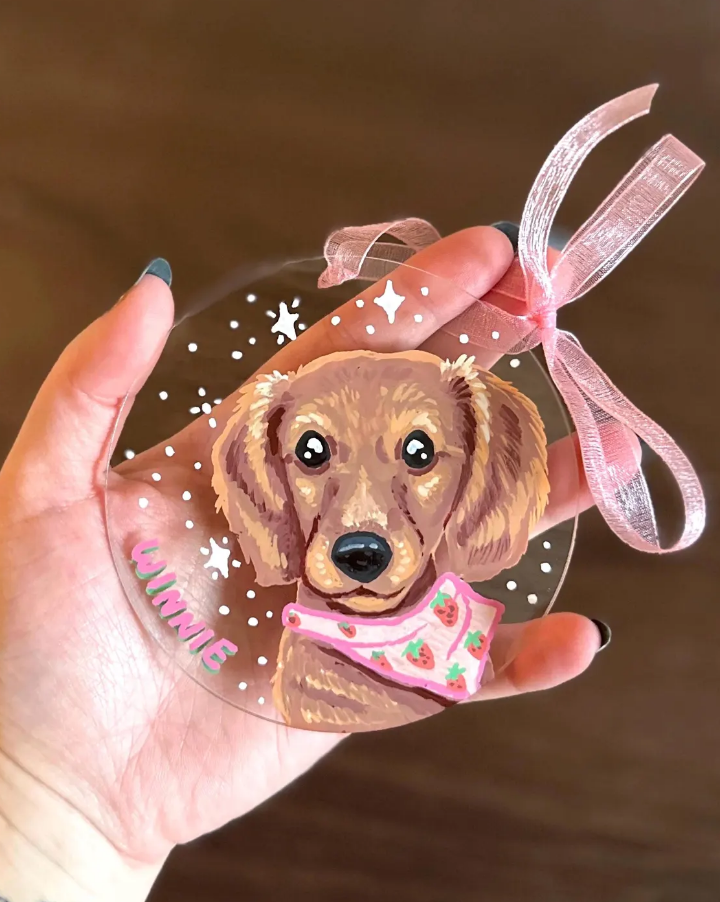 Custom Hand Painted Pet Portrait Acrylic Ornament