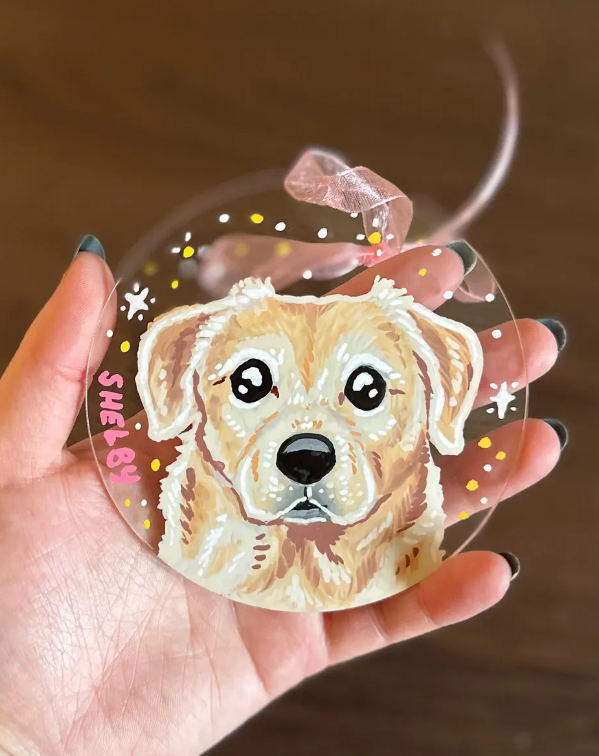 Custom Hand Painted Pet Portrait Acrylic Ornament
