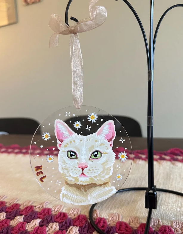 Custom Hand Painted Pet Portrait Acrylic Ornament