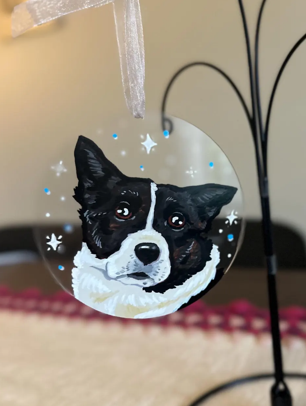 Custom Hand Painted Pet Portrait Acrylic Ornament